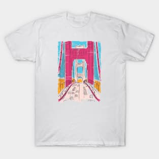 Vintage Sketch Art of Golden Gate Bridge San Francisco T-Shirt